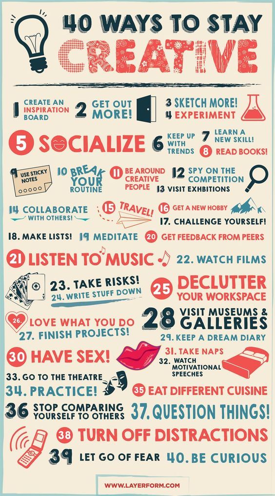 XplodingPixels's tweet image. 40 Ways to Stay Creative – Infographic layerform.com/40-ways-stay-c… #stayCreative #brainstorming #kreativitätstechniken