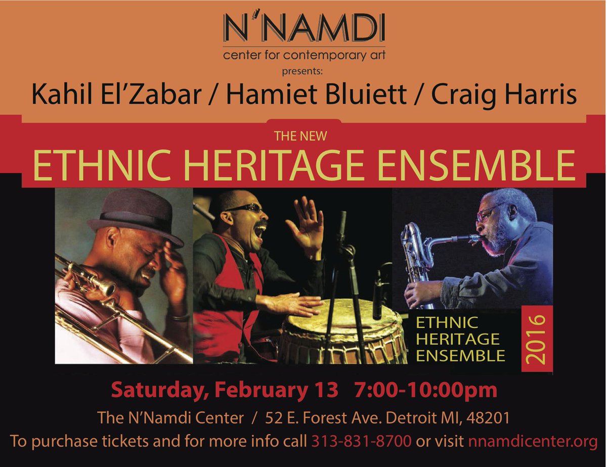 NNamdiCenter's tweet photo. #BHM New #EHE is performing live jazz on 2/13 at 7PM at N'Namdi. Get tix here: https://t.co/iM6H4aKGB7 &amp; at the door https://t.co/FPdAKGaIFm