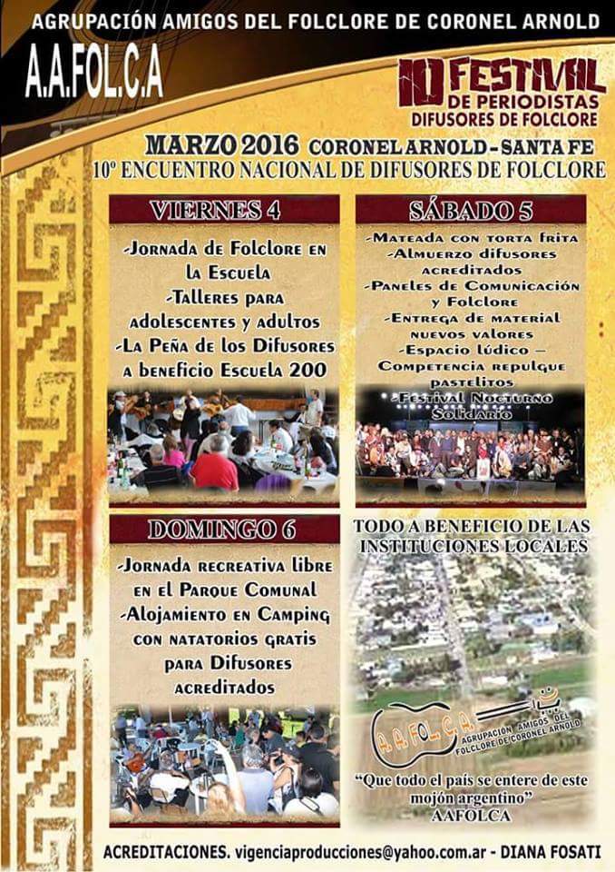 10 Encuentro Nacional de Difusores del Folklore @ Coronel Arnold | Santa Fe | Argentina