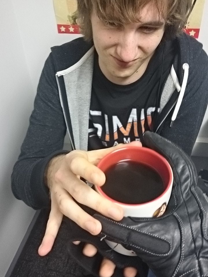 SIMIC_Games's tweet photo. Chris' coffee requires additional precautions. #gamedev #indiedev #needsmoreasbestos https://t.co/T4dmeB9pTh