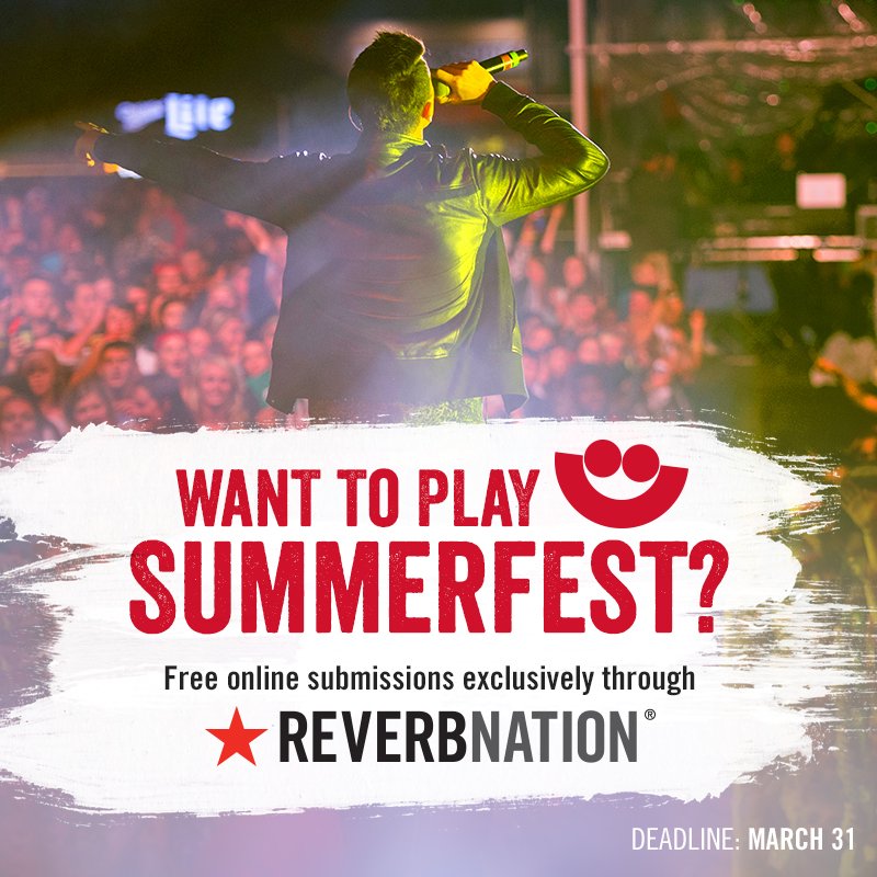 Summerfest's tweet photo. What are you waiting for? Submit to @ReverbNation for the chance to play at Summerfest - https://t.co/798I5PYtNS https://t.co/OBjmPz3C3q