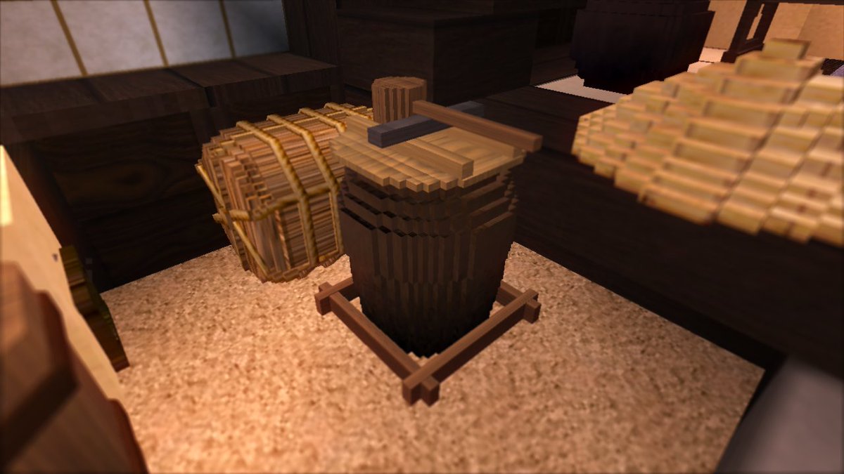 テキ助 Tekicraft3d配布中 今日作った3dテクスチャ 天水桶 水瓶 壁掛け用松明 内装が充実してきました 良かったらいいねrtお願いします W ﾉ Minecraft 和風建築 3dテクスチャ T Co W5ovemadly