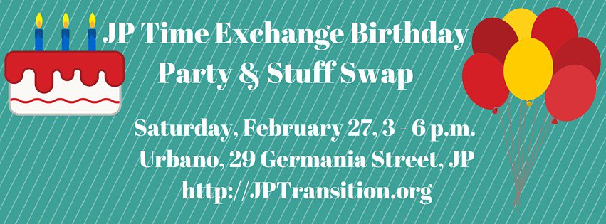 JPForum's tweet photo. JP Time Exchange's Birthday Party and Stuff Swap on Saturday, Feb. 27! More info at https://t.co/Q00uBcKhUG https://t.co/EyuVrzMIYn