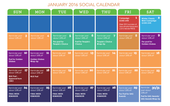 social media content calendar template