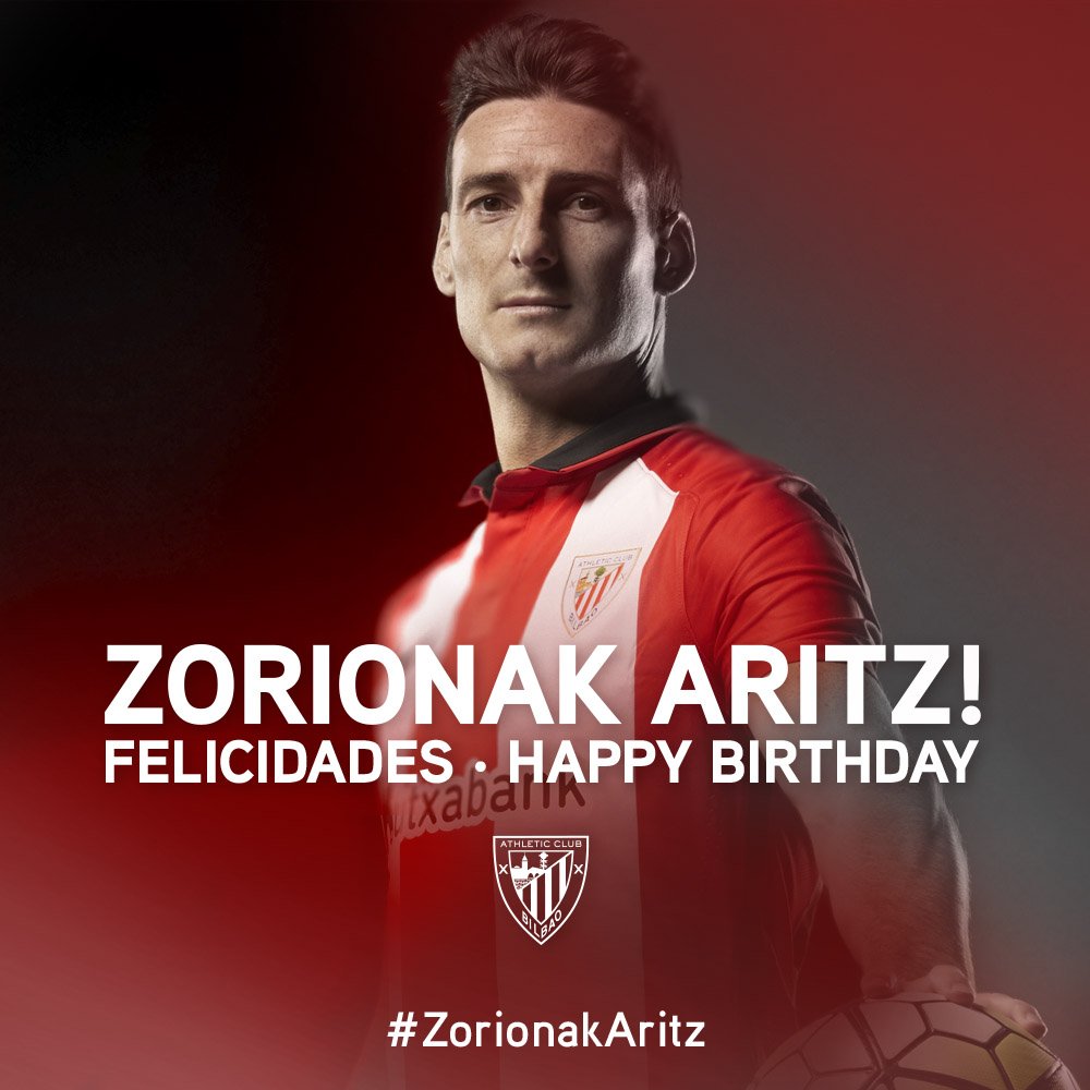 AthleticClub's tweet photo. Hoy Aduriz cumple 35 años. #ZorionakAritz! 🎉🎈 https://t.co/193I7IgYTU