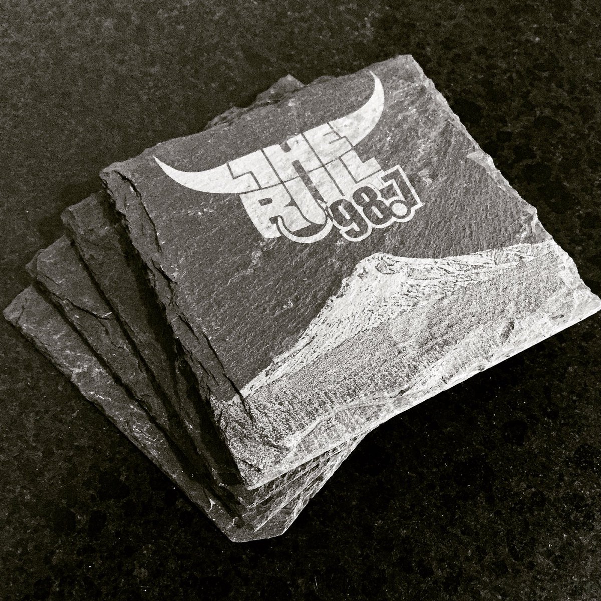 VibeLaser's tweet photo. Custom slate coasters for The BULL 98.7 Portland, Oregon https://t.co/99wMMQQPTO https://t.co/7woeRuQLwF