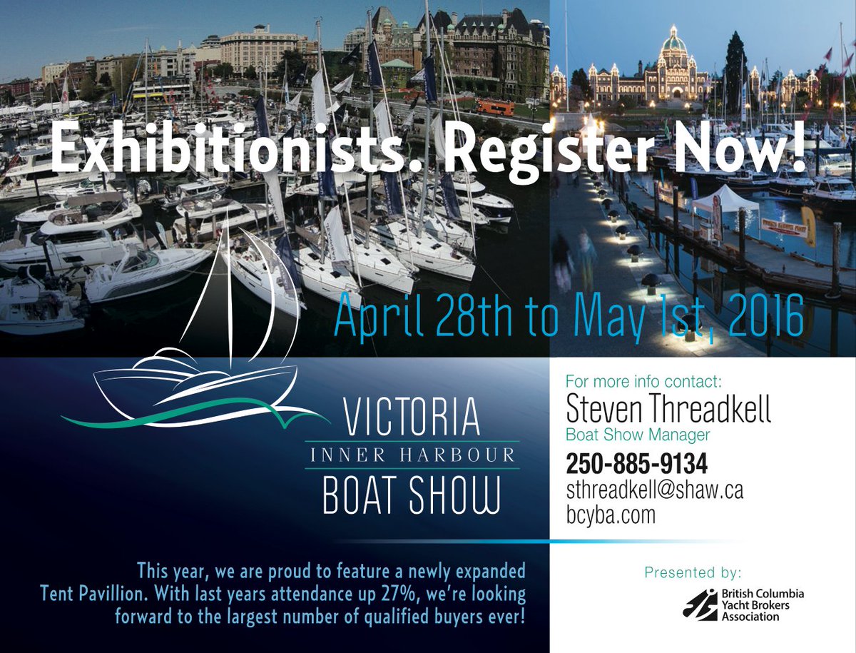 Be an exhibitor at the 2016 Victoria Inner Harbour Boat Show! Register online now: bcyba.com/products/  #yyj