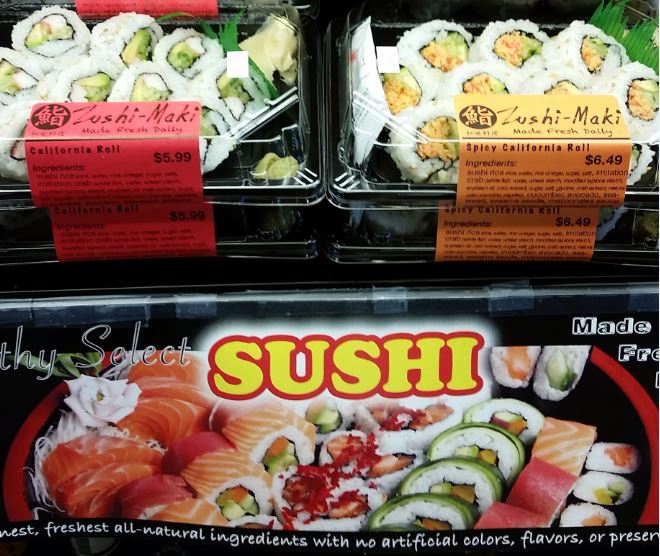 PFC_KZOO's tweet image. We've got fresh sushi, delivered daily! No artificial colors or preservatives. It's #Lunchtime.