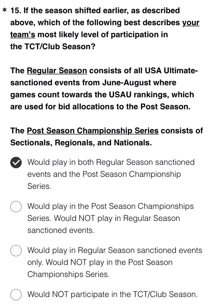 Option 5: Would play in both, but would hate <a href="/USAUltimate/">USA Ultimate</a> for it. #falsedilemma