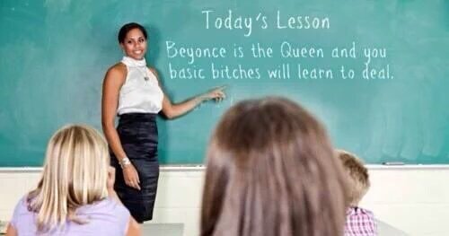HtxBey's tweet photo. Today's Lesson: #IStandWithBeyonce https://t.co/c47KujoVvX