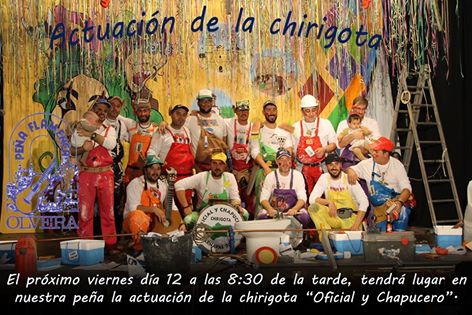 OlveraCultura's tweet photo. Peña Flamenca. El viernes a las 20:30h. Disfrutaremos con la actuación de la chirigota: "Oficial y chapucero" https://t.co/K8OEhHf8Bf
