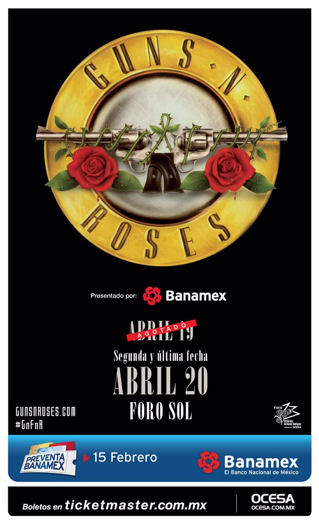 Guns N' Roses abre segunda fecha en México - 20 de Abril Foro el Sol Ca4BFIaUEAABh5e