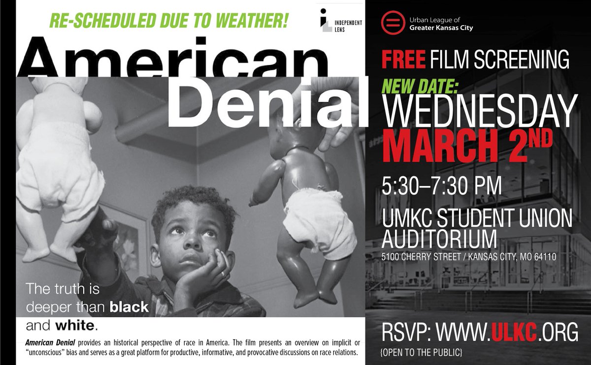 Free Film Screening of American Denial at the Student Union Theater on March 2nd from 5:30-7:30 p.m. Save the Date!