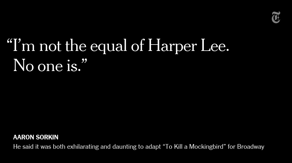 nytimes's tweet photo. "To Kill a Mockingbird" is headed to Broadway. Aaron Sorkin will adapt Harper Lee's story. https://t.co/7iV5f5DGzS https://t.co/Ho3lD5sdCe