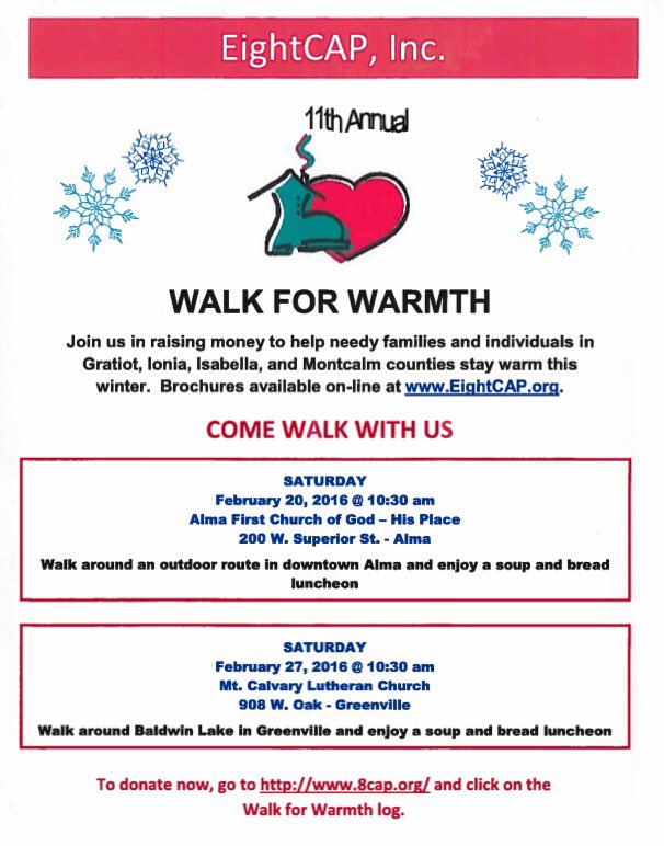 Walk for Warmth Dates and Locations! Come walk with us!