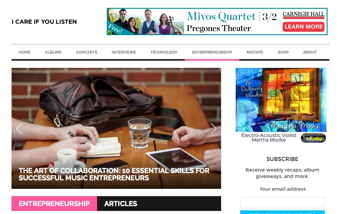 ad for my cd looks very cool on the coolest #newmusic site: <a href="/icareifulisten/">I CARE IF YOU LISTEN</a>   icareifyoulisten.com