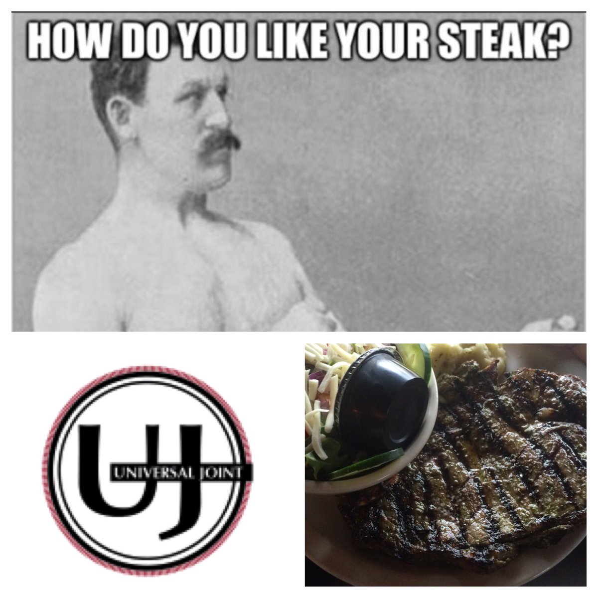 Tweet, tweet! We've got the meat! Steak night, see... #Ujoint  #drinkswellwithothers #steaknight