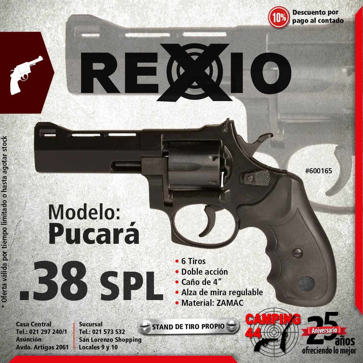 camping44's tweet photo. #Revolver confiable y funcional el modelo #PucarΓ‘ de #Rexio disponible en su potente calibre 38 SPL https://t.co/RbAdQoowdj