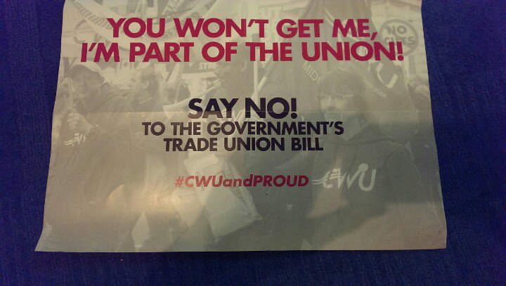 yetijohn's tweet image. SAY NO ! to the government's Trade Union Bill #CWUandProud @CWUNews @DaveWardGS