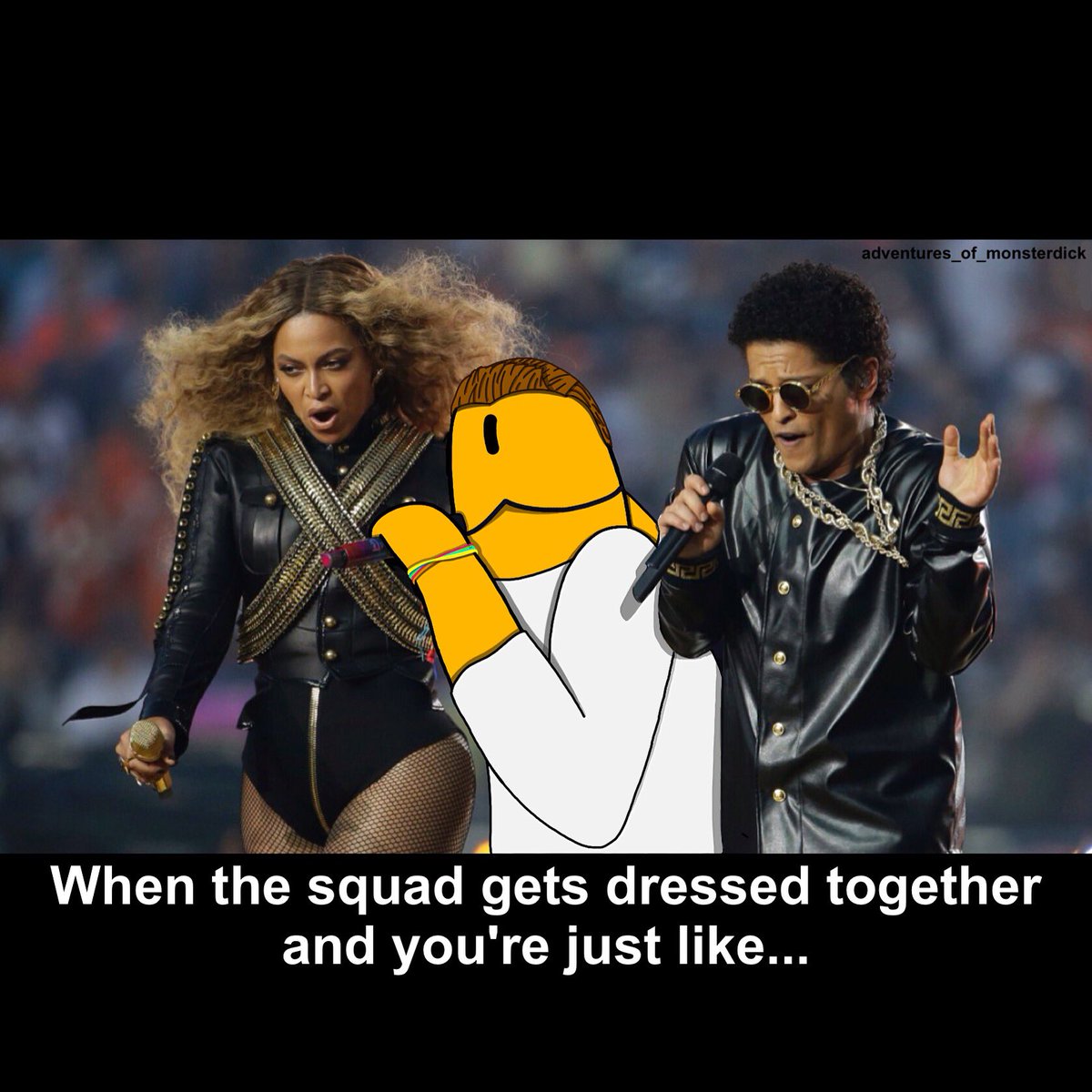 Monsterdick__'s tweet photo. "It's cool guys I'll just wear this white t..." #HalftimeShow #Coldplay #Beyonce @coldplay @Beyonce @BroBible https://t.co/CgeQZwpoIm