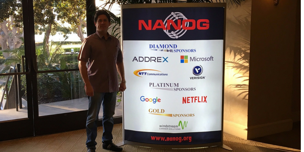 AlliedFiber's tweet photo. Another #NANOG in the books - @hunternewby at #NANOG66 in #SanDiego | Thanks @consolecloud for hosting https://t.co/iwYe4cBudO