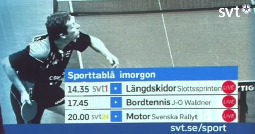SVTSport's tweet photo. TIPS: Håll er till SVT i morgon:  https://t.co/w64eoS3kyF #twittski #bordtennis #rally https://t.co/AFp7tIyH8e