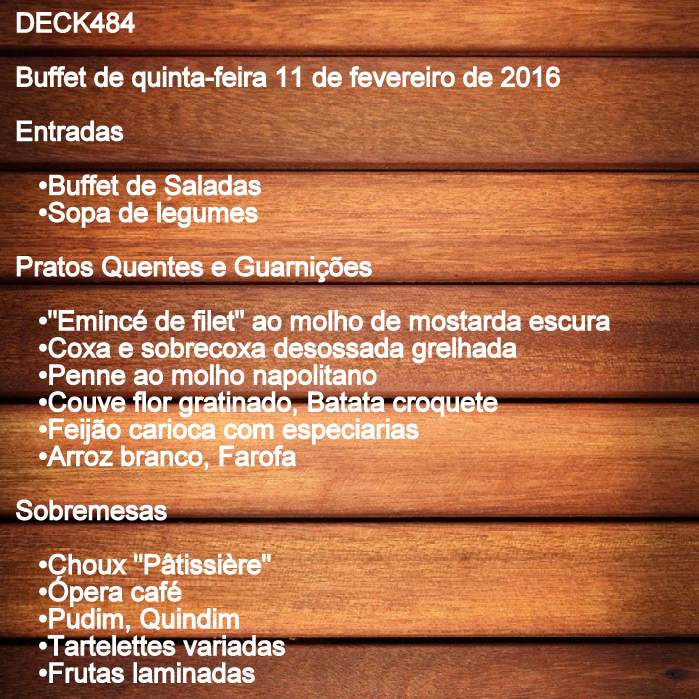 deck484's tweet photo. Sugestão pro almoço desta quinta-feira:
"Emincé de filet" molho de mostarda e/ou
Coxa e sobrecoxa desossada grelhada https://t.co/sqv8njITcW