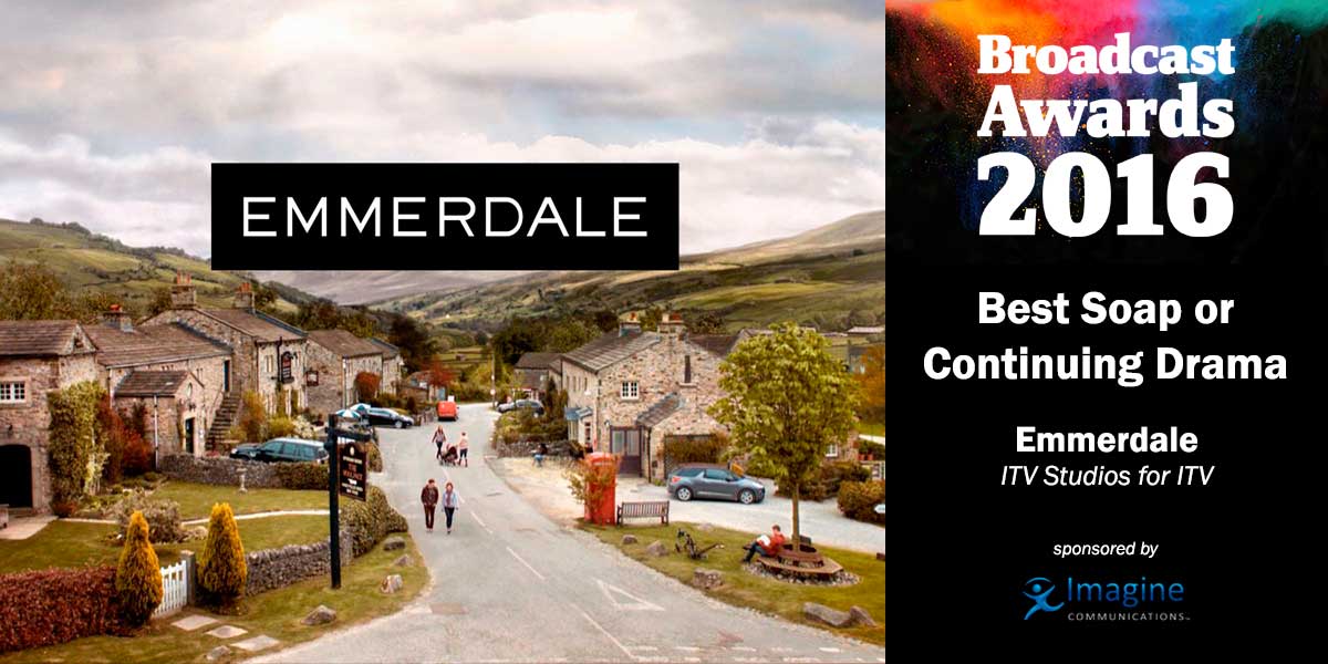 Emmerdale wins Best Soap/Continuing Drama at the #BroadcastAwards bit.ly/1oscD7w