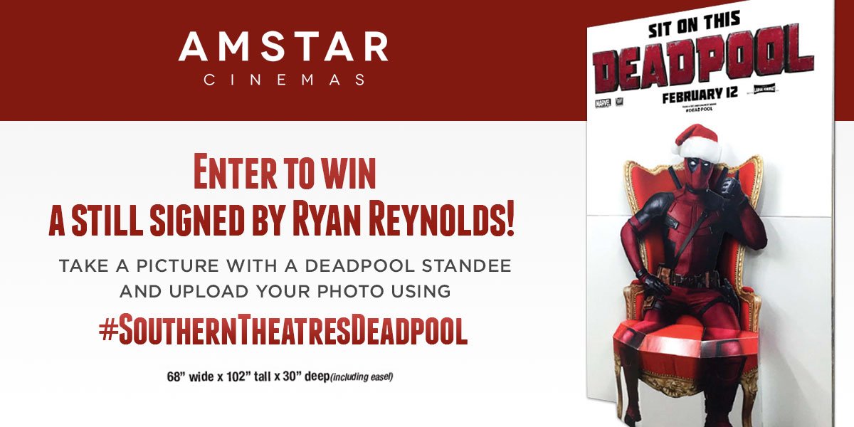 AmStarCinema's tweet photo. Our #DeadpoolGiveaway ends TODAY! Enter NOW! #SweepstakesRules: https://t.co/iKtkenFb1s. https://t.co/NRmOiHvpoS