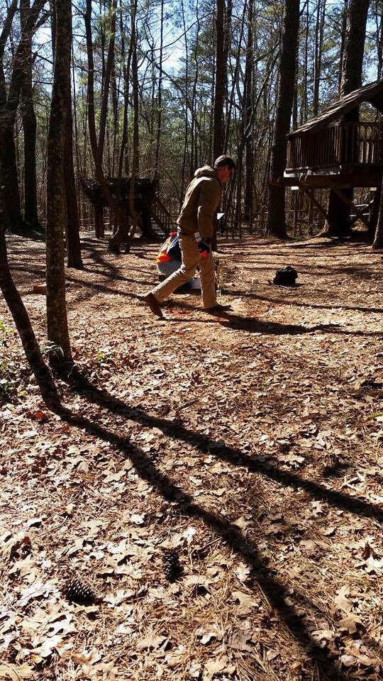 Auburn SLX members started construction of a Web Crawl exhibit for children at the Forest Ecology Preserve.