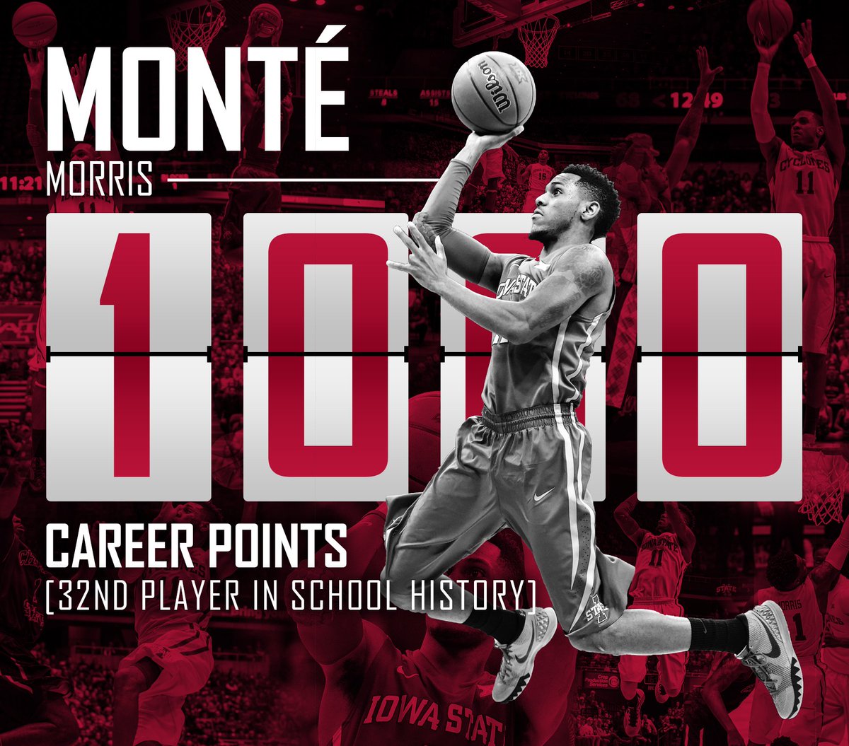 Congrats to <a href="/MonteMorris11/">Monte Morrisss</a> on becoming the 32nd player in school history with 1,000 career points.