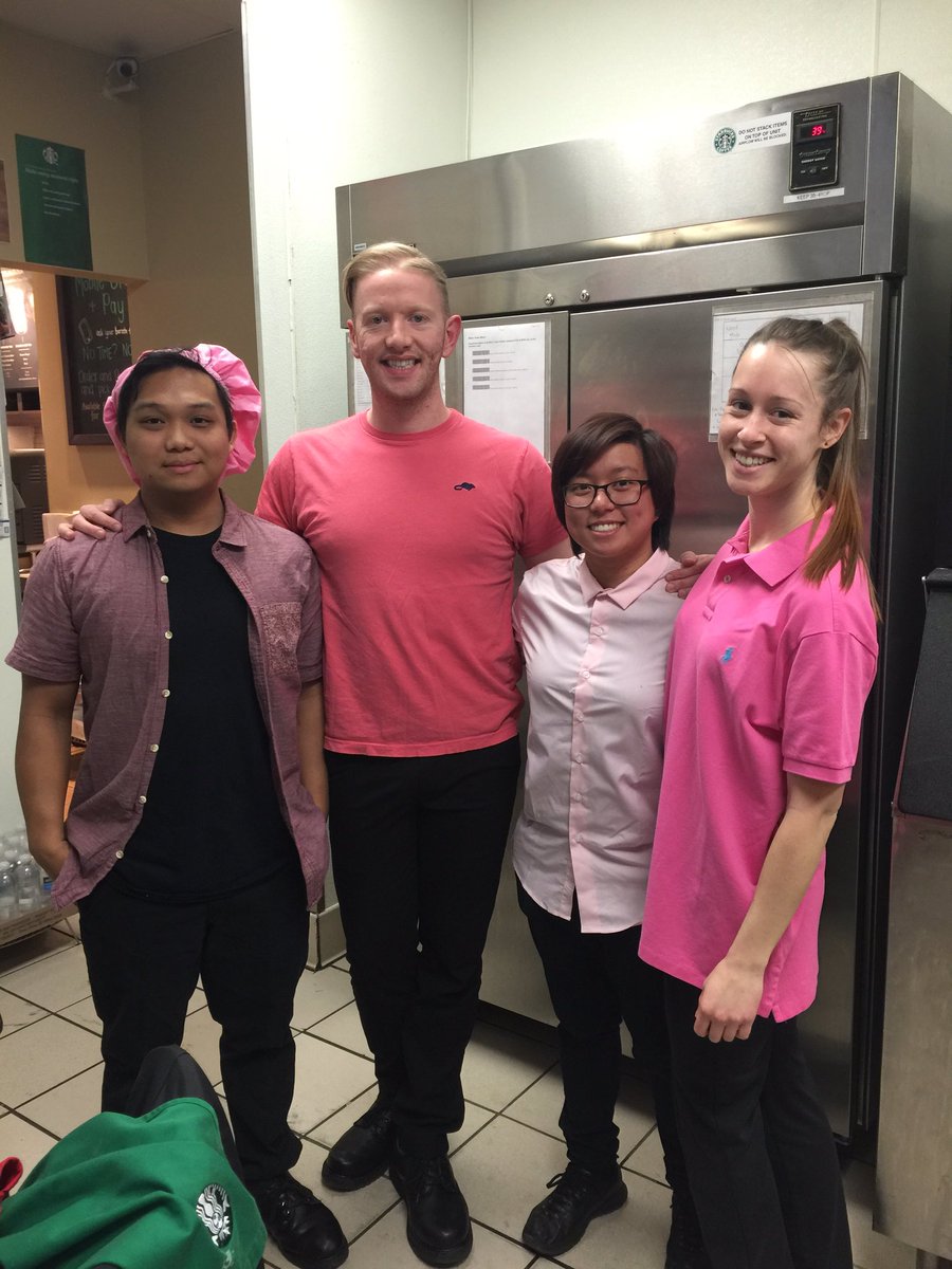 SBUXNICK's tweet photo. On Wednesdays we wear pink! Mean Girls them at Tysons Corner #PAW @ginasbux #tobeapartner #imreginageorge https://t.co/Y2Qg1qe8tV