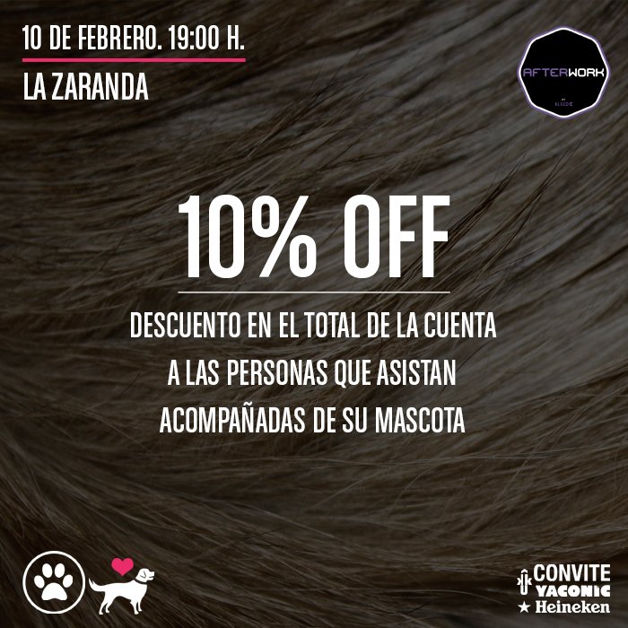 Nos vemos al rato en <a href="/LaZarandaDf/">La Zaranda</a>, recuerden que si llevan a su mascota tienen el 10$ de descuento en la cuenta 🐶