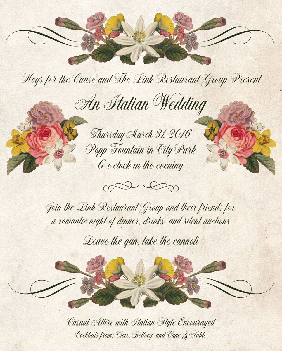 Hogs Gala 2016: An Italian Wedding, as inspired by The Godfather. Leave the gun, take the cannoli.