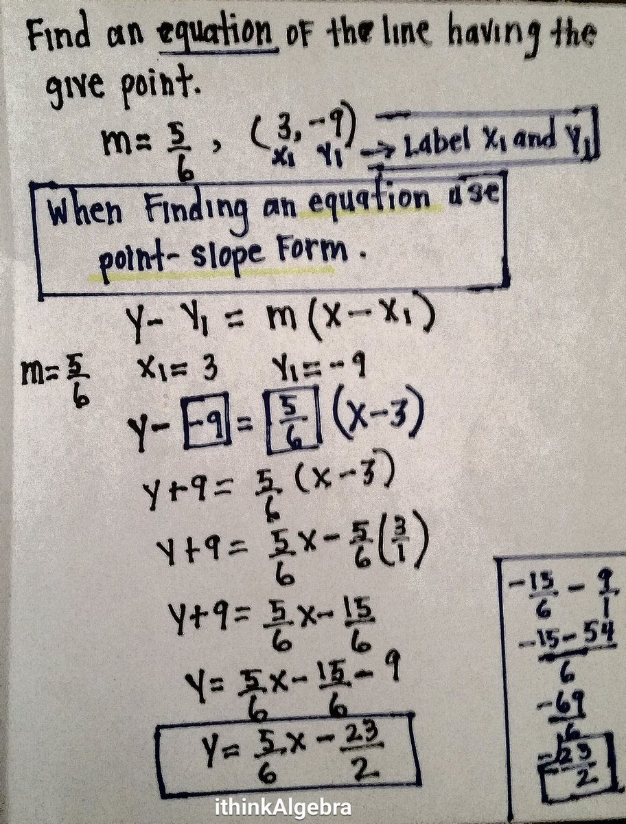 iThinkAlgebra's tweet photo. iStudyCard: Find Equation of line given slope & point #math1000 #ithinkalgebra #Kean #collegealgebra #leverette https://t.co/StNfAh1ZWS