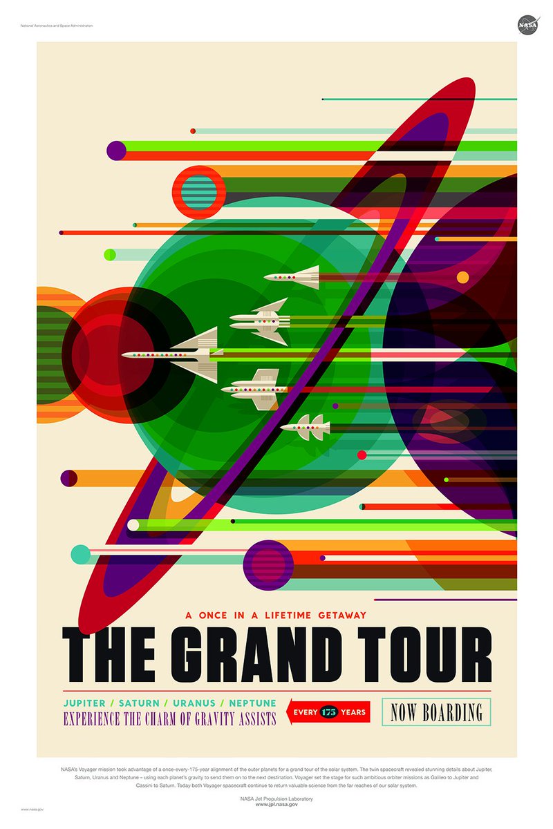 NASAJPL's tweet image. Take The Grand Tour through space. 14 exotic travel posters to download: jpl.nasa.gov/visions-of-the…
