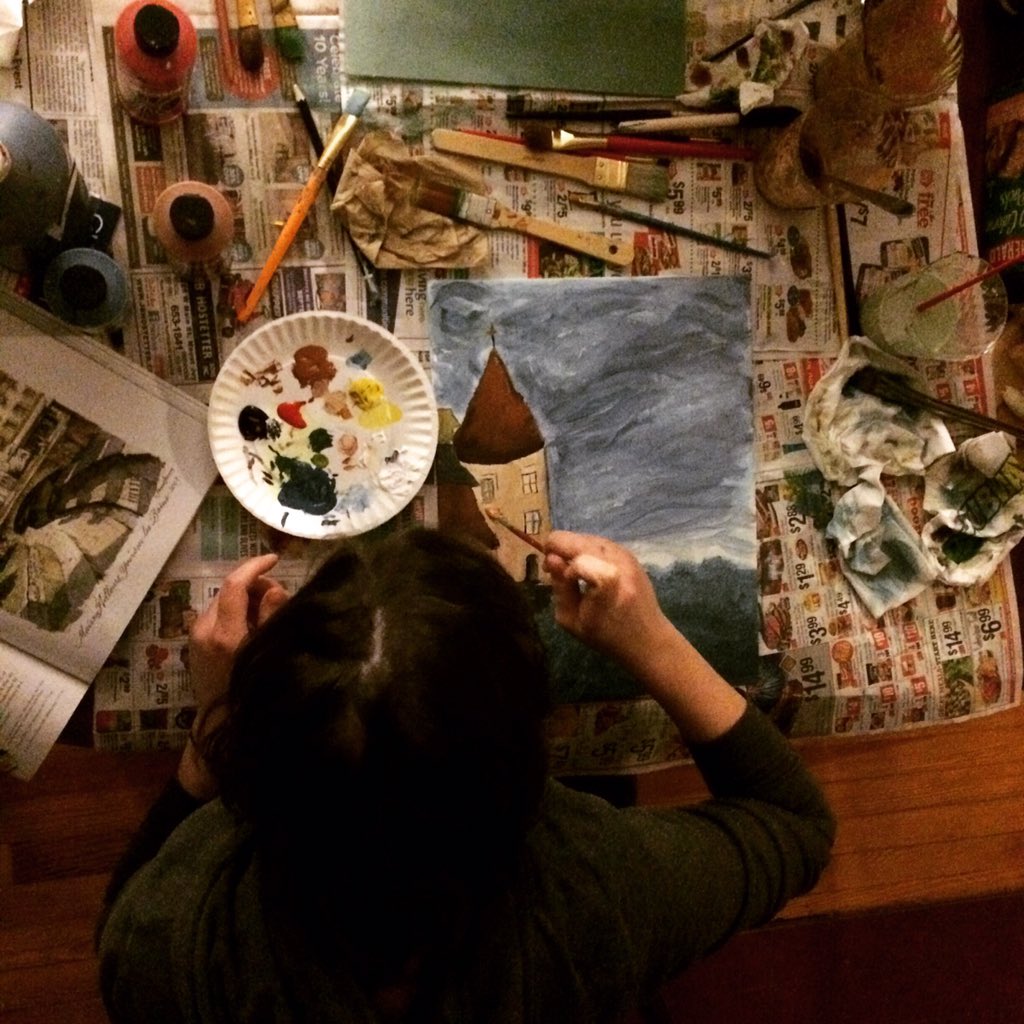 vghardy's tweet photo. Friends who come to paint with me are simply the best. #makeart #beinspired #createincommunity https://t.co/QOqYT9QDag