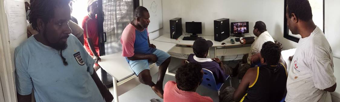 VanuatuDigest's tweet photo. People of #Rensarie, #Malakula watch #YouTube live stream of the #Vanuatu Parliament as 11th PM is chosen https://t.co/ecoBqlZtWu