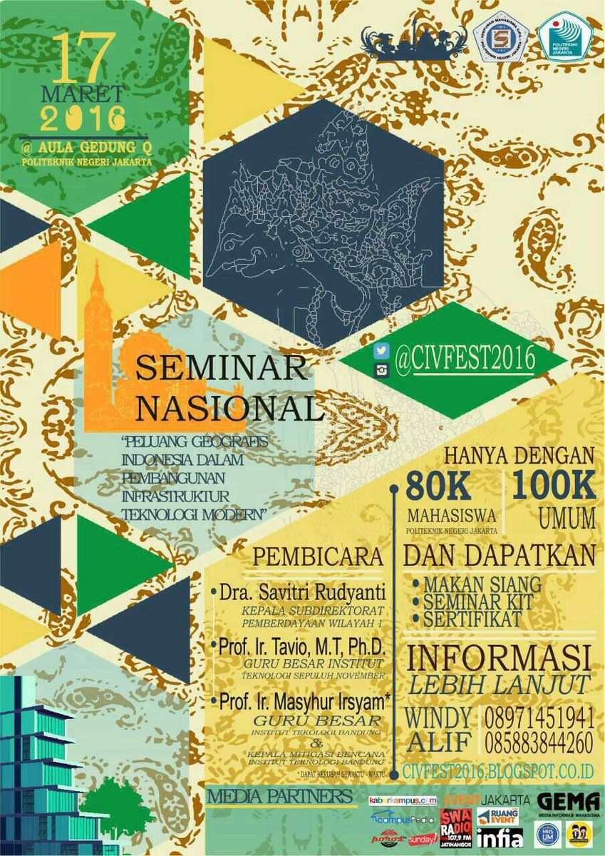 🎓SEMINAR NASIONAL🎓

"Peluang Geografis Indonesia Dalam Pembangunan Infrastruktur Teknologi Modern"
