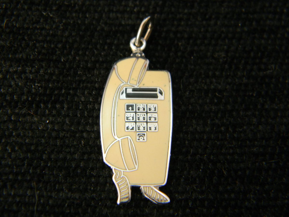vogelhausvintag's tweet image. Vintage Telephone charm enamel on silver tone etsy.me/1i5nsEw #Etsy #PushButtonPhone