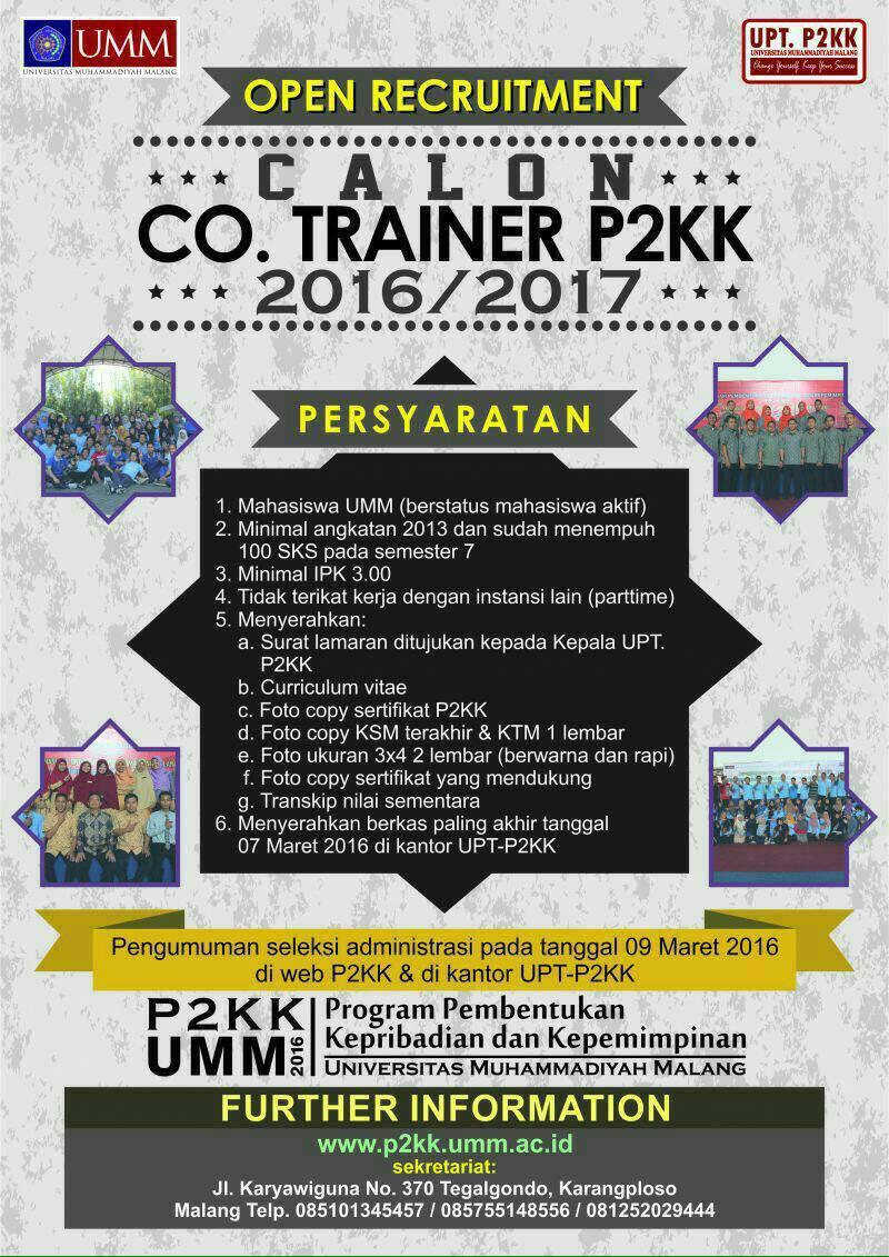 Yang mau jadi Co.Trainer P2KK..yuk mari <a href="/HimapUMM/">HIMAP UMM</a> <a href="/himakom_umm/">HIMAKOM UMM</a> <a href="/HimaksUmm/">Social Welfare UMM</a> @HimahiUMM <a href="/HimasosUMM/">Himasos UMM</a>