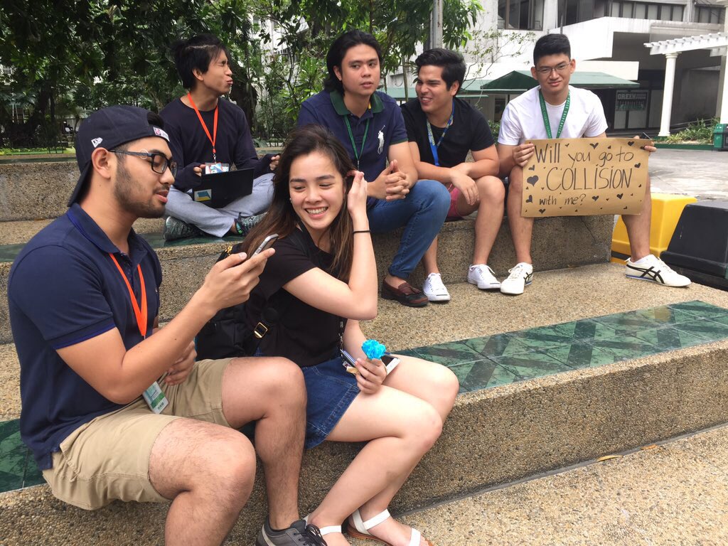 CollisionDLSU's tweet photo. "Will you go to Collision with me?" #CollisionDLSU is painting the campus with love! #PaintLiveRaveRepeat https://t.co/ZIuNotfzTP
