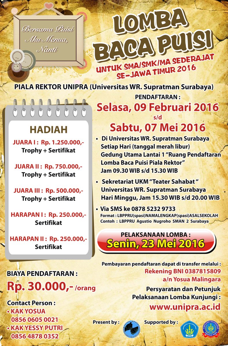 form Pndftarn lomba bc puisi bs diunduh di unipra.ac.id./tinymcpuk/gambar/File/FORMULIR%20PENDAFTARAN.pdf