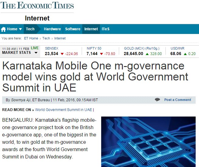 mobile_one_kar's tweet photo. MobileOne m-governance model wins gold at World Government Summit in UAE @EconomicTimes | https://t.co/nwYYYI2qZk https://t.co/uUl4UzfcbI
