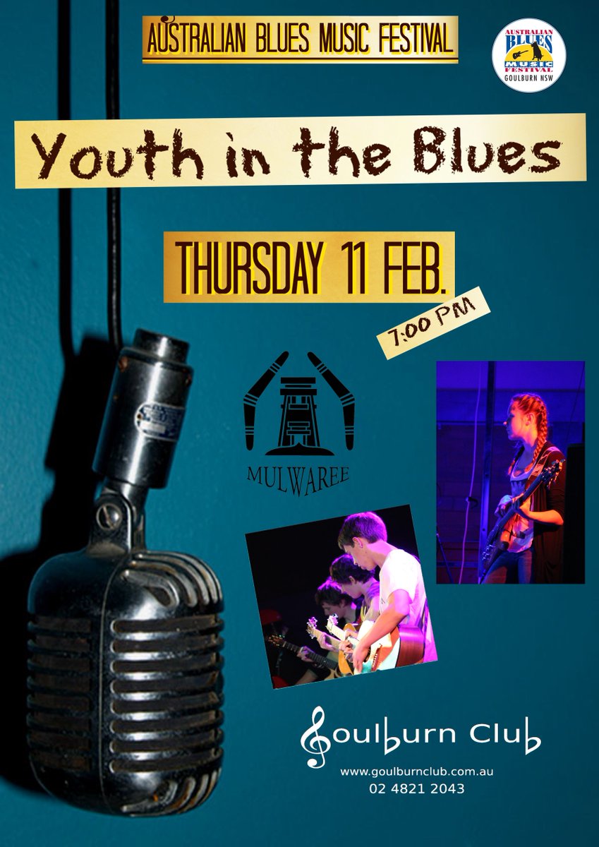 austbluesfest's tweet photo. #YouthInBlues #SupportTheKids #GoulburnClub #7PM #TONIGHT #ABMF2016 #Goulburn @GoulburnAust https://t.co/I5sDJ6rVaw