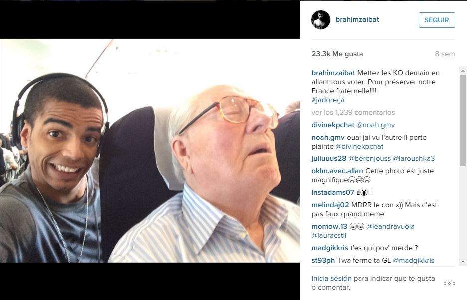 elespanolcom's tweet photo. Multa de un euro por sacarse este 'selfie' con el ultraderechista Le Pen dormido https://t.co/p5uvYoALyf https://t.co/8CRqfZvuNf