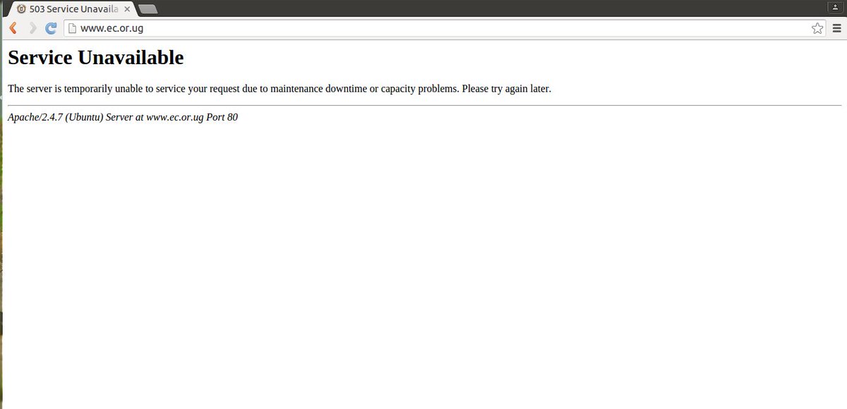 enamara's tweet photo. Hey @UgandaEc - so we have a #503 server unavailable error. What is going on? #UgandaDecides https://t.co/StcNtnEfVn