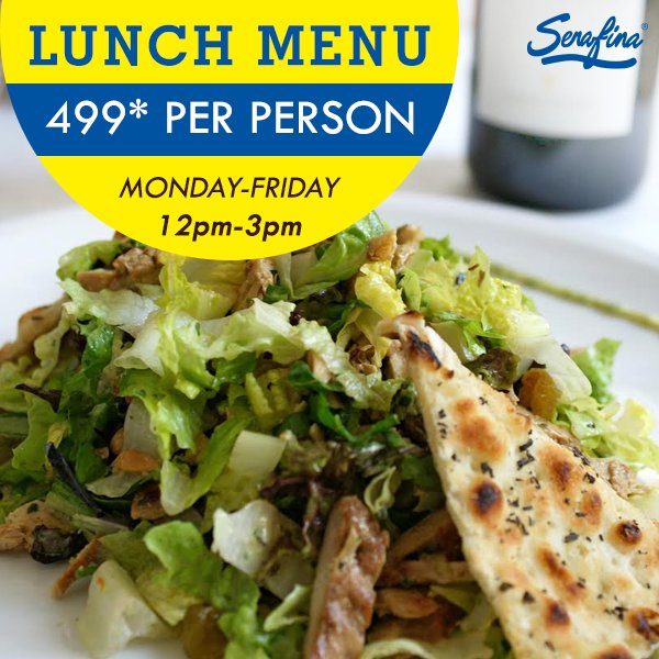 SerafinaMumbai's tweet photo. #Serafina introduces an all-new fantastic weekday lunch deal! 
Call 02249150050, to book your table. #EatDrinkLove https://t.co/xlcPnng0X4