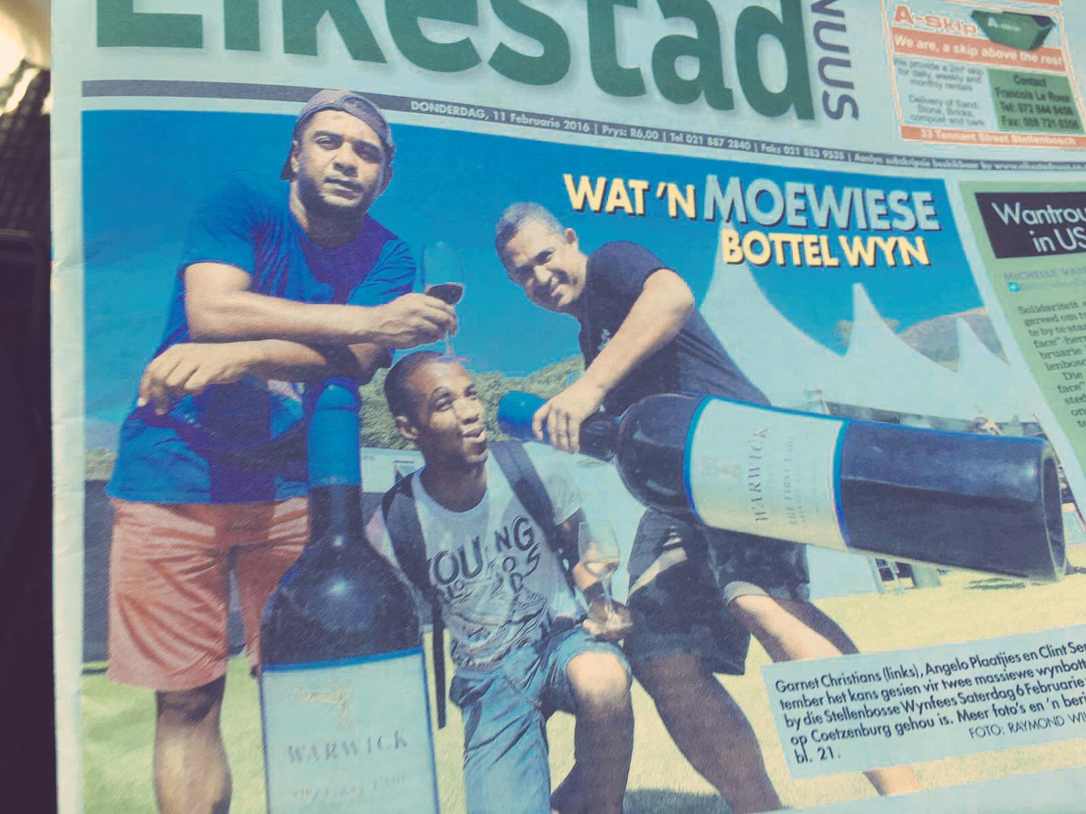 Go big or Go home! #warwickfirstlady on the cover of the <a href="/Eikestadnuus/">Eikestadnuus</a> <a href="/StellWineFest/">Stellenbosch Wine Festival</a>