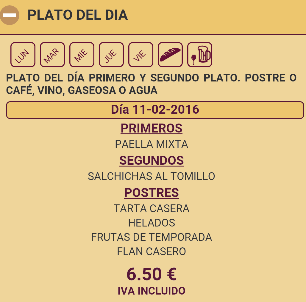 barkako's tweet photo. @barkako hoy tenemos de menu Paella y Salchichas al Tomillo, postre o cafe por Solo por 6.50€. https://t.co/WDRVNZLgIr